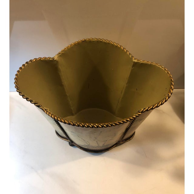 This lovely Vintage Tole Orchid Wastebasket With Scalloped Edge will be a fabulous option for any bedroom, bath or home...