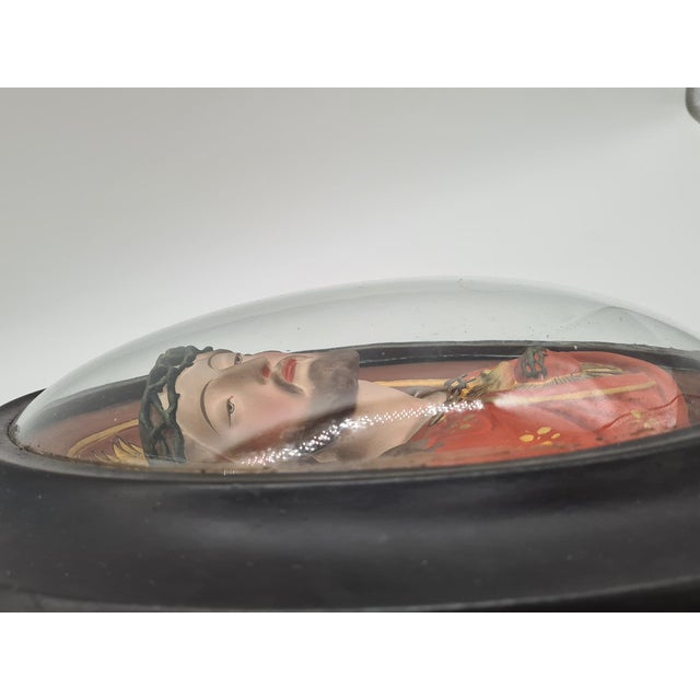 Antique Relief of the Sacred Heart of Jesus Under Domed Glass, 1890s For Sale - Image 8 of 15
