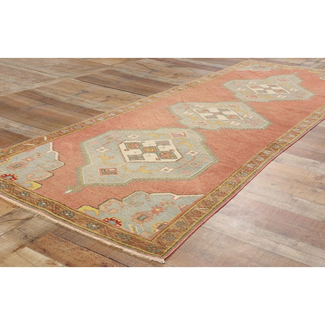Textile Vintage Red Turkish Oushak Rug Runner - 03'05 X 09'06 For Sale - Image 7 of 8