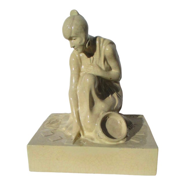 1930s Armand Godard French Faience Fortune Teller Figure For Sale