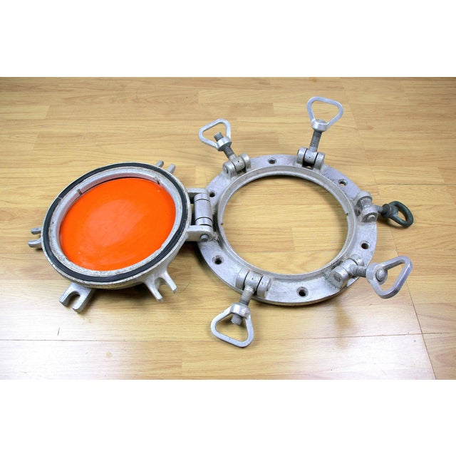 1950s Nautical Ship's Aluminium Porthole Converted to Mirror, Italian Industrial Marine Design For Sale - Image 4 of 9