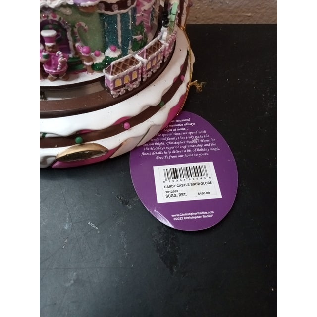 American The New Christopher Radko Candy Castle Snowglobe For Sale - Image 3 of 5