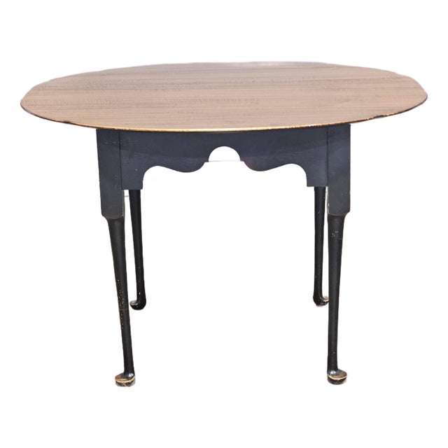 Late 20th Century Tiger Maple Benchmade Dining Table Breakfast Table Tavern Table Black Base For Sale