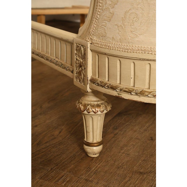 Antique French Louis XVI Style Painted & Upholstered Full Size Bed Frame For Sale - Image 9 of 18
