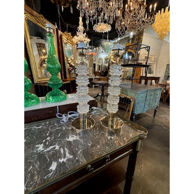 Modern Pair of Rostri Murano Glass Lamps For Sale - Image 3 of 7