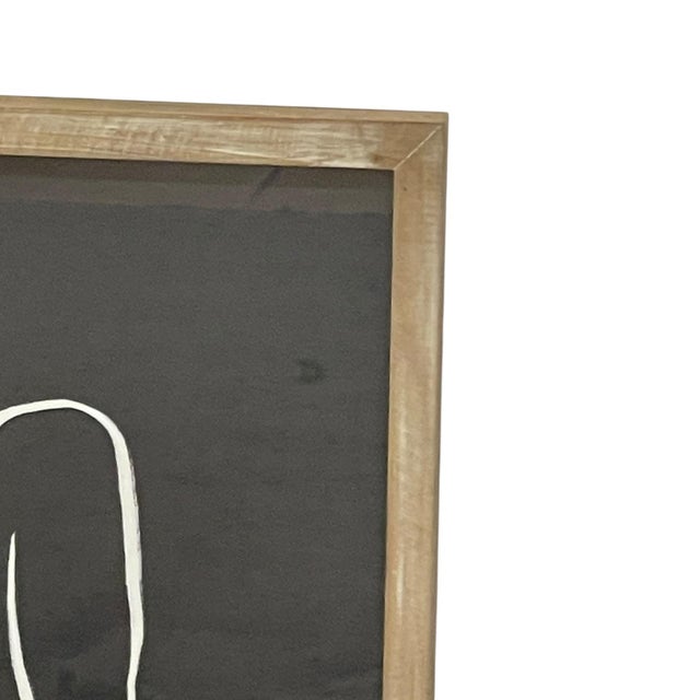 1970s 1970s Framed Minimalist Abstract White Line Figure Artwork on Black Background. For Sale - Image 5 of 10