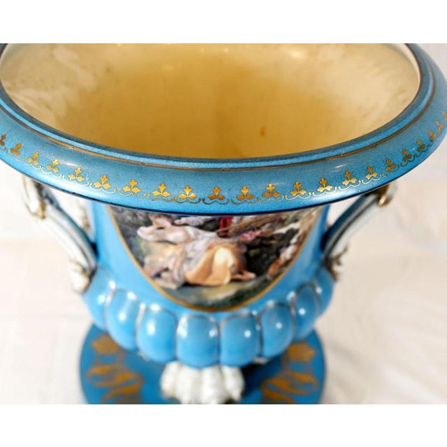 Ceramic Sevres Style Porcelain Urns Vases, Set of 2 For Sale - Image 7 of 8