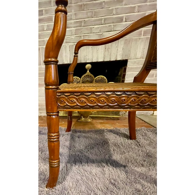 Vintage Regency Style Carved Mahogany Armchair With Mint Condition Cane For Sale - Image 9 of 18