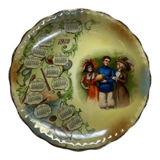 Antique Calendar 1912 Ceramic Plate For Sale