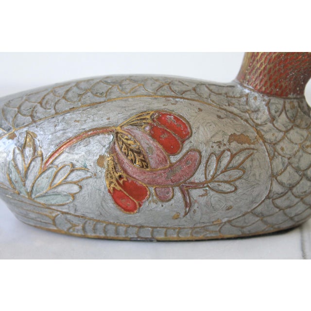 Vintage Brass Enamel Duck Figurine For Sale - Image 10 of 13