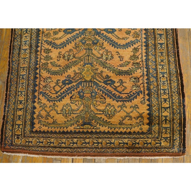 1920s Orange Salmon Tree of Life Antique Persian Lilihan Rug 3'5"x 4'2" Handknotted Wool Carpet For Sale - Image 9 of 11