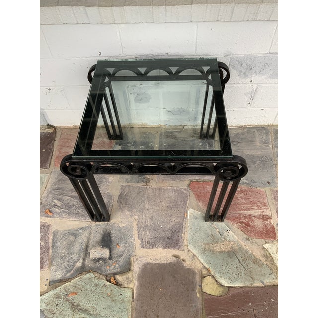1920s Deco Style Cast Iron Glass Top Table For Sale In Boston - Image 6 of 10