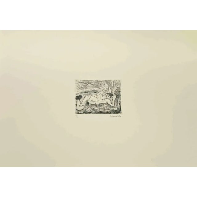 Nude is a black and white etching realized by Nazareno Gattamelata in the 1970s. Hand signed by the artist on the lower...