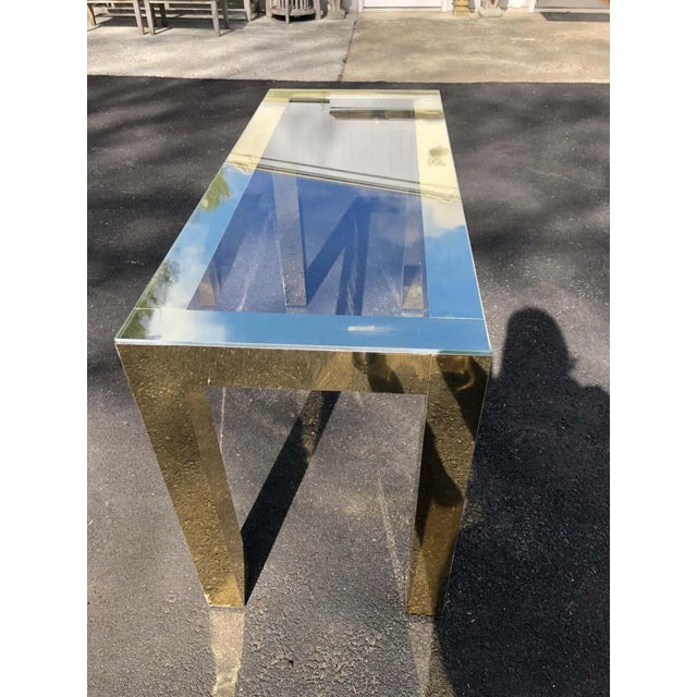 Mid-Century Modern Brass and Glass Console Table For Sale - Image 11 of 12