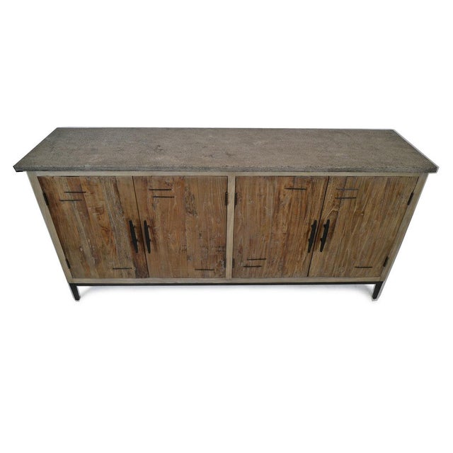 Wood Rustic Stone Top Salvaged Farm Sideboard For Sale - Image 7 of 9
