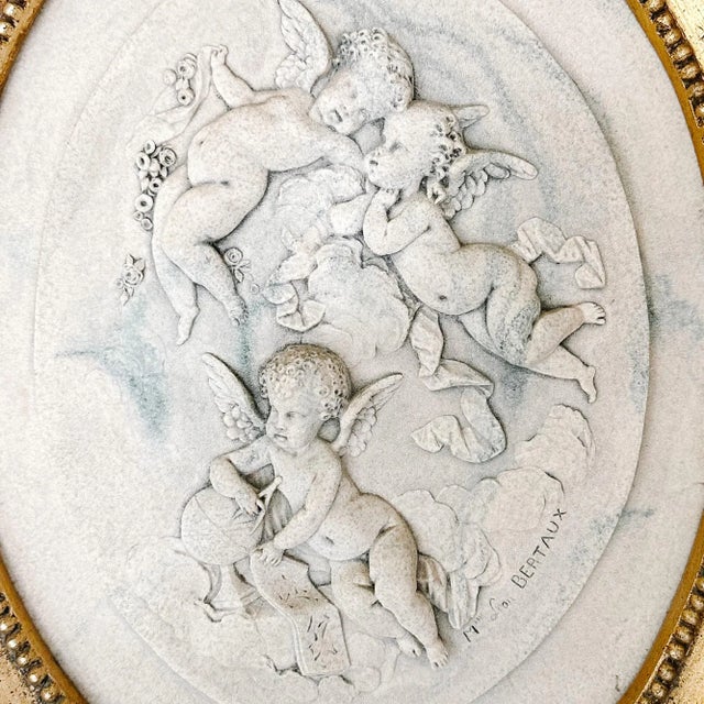 Vintage French Wall Plaque With Winged Cherubs by Mme Leon Bertaux For Sale - Image 4 of 10