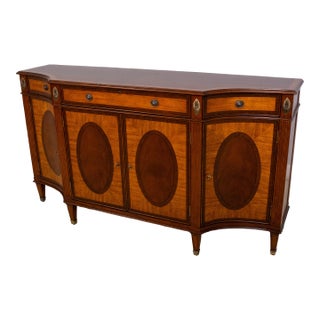 Ethan Allen Banded Mahogany 4 Door Sideboard Credenza For Sale