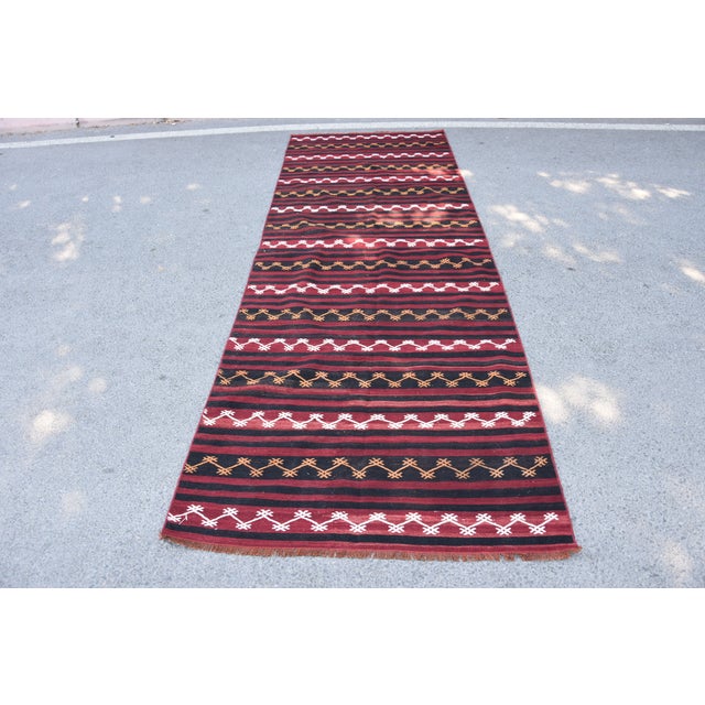 1960s Cabin Style Hand Knotted Kilim Runner For Sale - Image 11 of 11