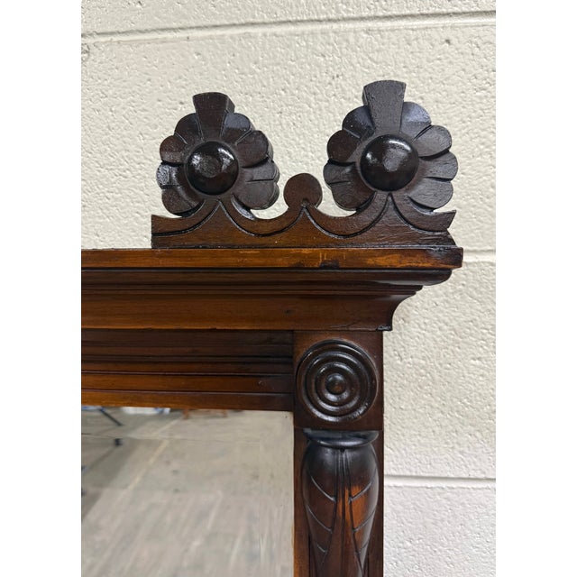 Late 19th Century Antique Victorian Eastlake Hall or Entry Pier Mirror With Tennessee Red Marble For Sale - Image 5 of 14