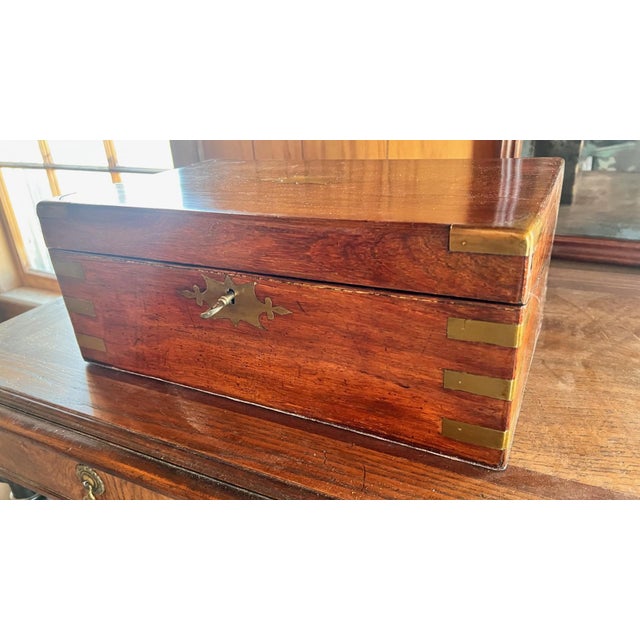 English Restored Rosewood Writing Box Circa 1900 For Sale - Image 3 of 12