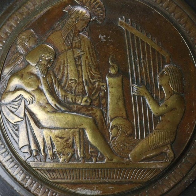 1880 Egyptian Revival Figural Relief Bronze Tazza For Sale - Image 4 of 9