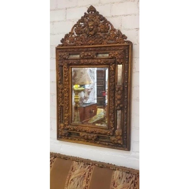 French Louis XIV Style Giltwood Over Mantel Mirror For Sale - Image 3 of 5