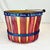 Ruby Red 1980s America Arts & Crafts Patriotic Maple Slats Orchard Gathering Basket For Sale - Image 8 of 10