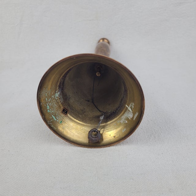 Vintage Solid Brass School or Dinner Hand Bell Made in India For Sale - Image 6 of 8