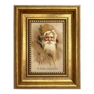 Father Christmas Victorian Print on Canvas in Antiqued Gold Frame For Sale