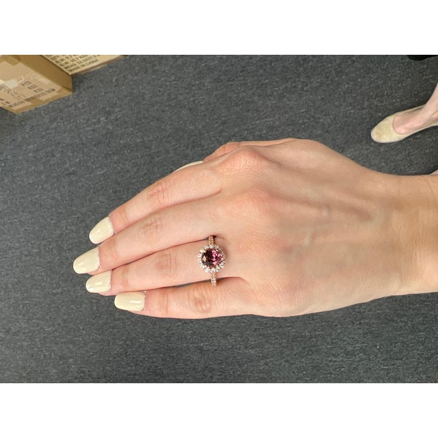 Bochic Vintage Red Sapphire & Diamond Cluster Ring Set In 18K Yellow Gold Bochic Red hot Sapphire cluster ring. 18 K Gold...