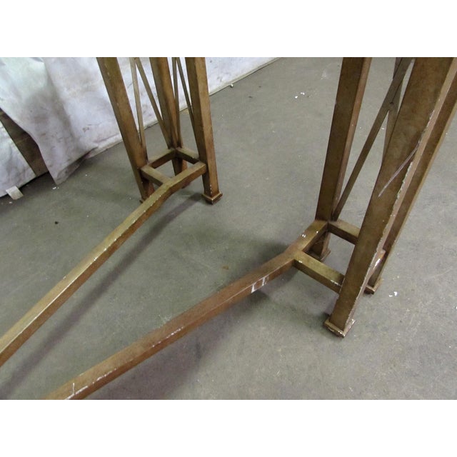 Gold Vintage 78 In. Glass Top Wrought Iron Counter Height Table For Sale - Image 8 of 11