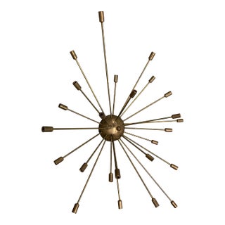 Vintage Brass Sputnik Light Fixture in the Manner of Stilnovo For Sale