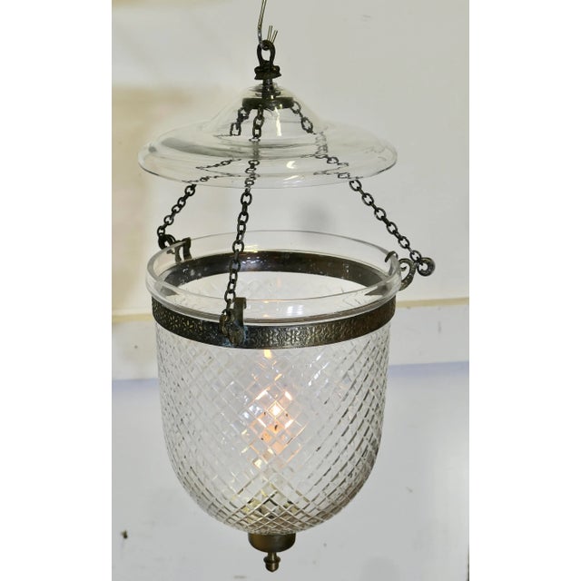 Hand Blown Diamond Cut Crystal Bell Jar Lantern A Beautiful Candle Powered Bel Jar Candle Powered hanging Light with...
