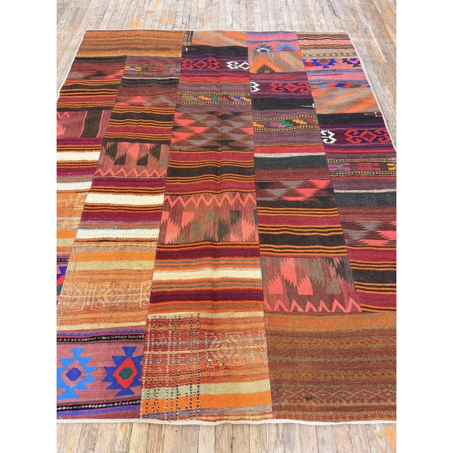 1930s Antique Multicolored Geometric Flatweave Turkish Village Kilim Rug For Sale In New York - Image 6 of 6