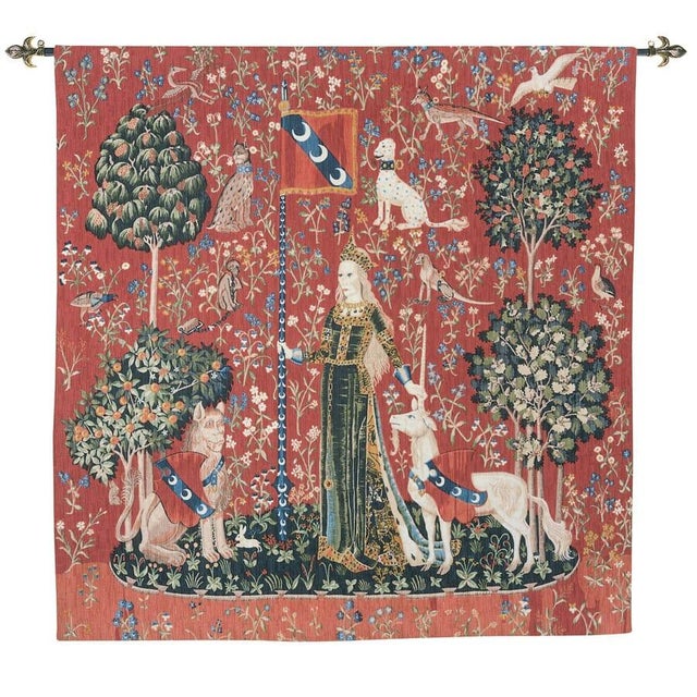 This beautiful tapestry is Silkscreened (also known as serigraphed) onto an irregularly woven fabric made from wool,...