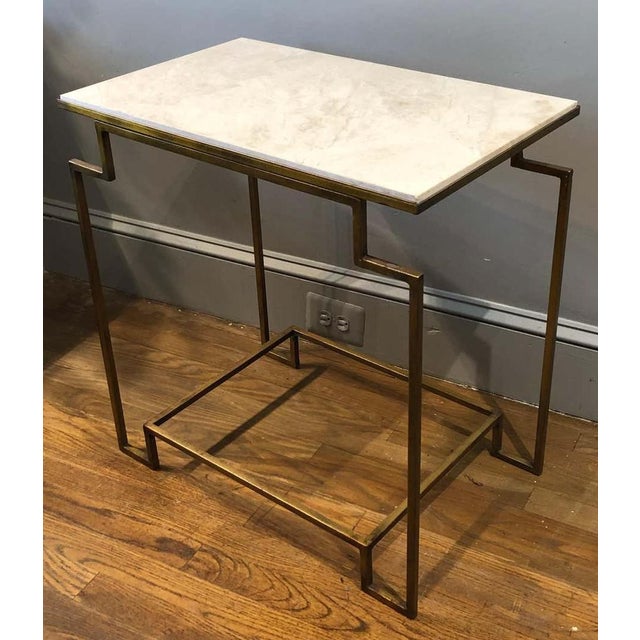 Art Deco Style Gilt Metal Marble End Table Chairish