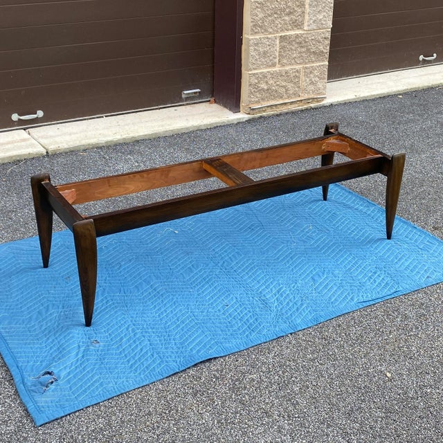 Brown Gio Ponti for M. Singer & Sons 60" Walnut Coffee Table With Travertine Top For Sale - Image 8 of 13