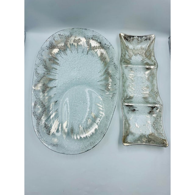 Vintage Dorothy Thorpe Silver “Atomic Splash” Indented Oblong Serving Platter and Corresponding Elongated Server- 2 Pieces For Sale - Image 13 of 13