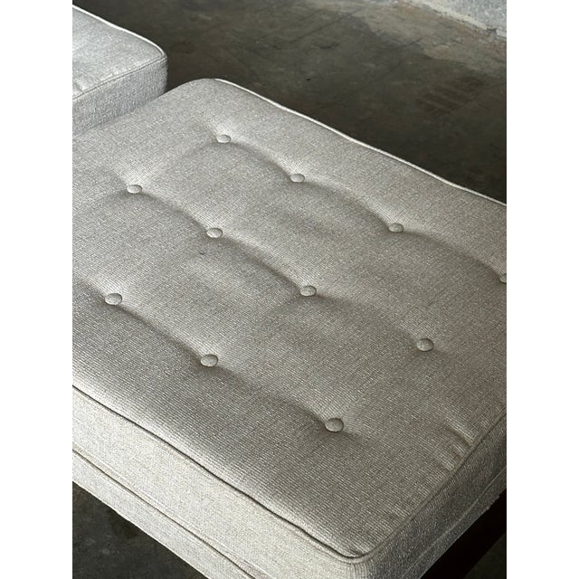 Eggshell 1950s Edward Wormley for Dunbar Oversized Ottomans, Unmarked - A Pair For Sale - Image 8 of 12