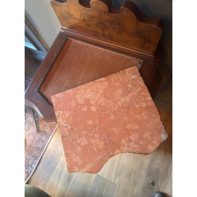 Pair of Antique American Victorian Rococo Revival Figured Walnut Marble-Top Bedside Cabinets, Circa 1870 For Sale - Image 12 of 12