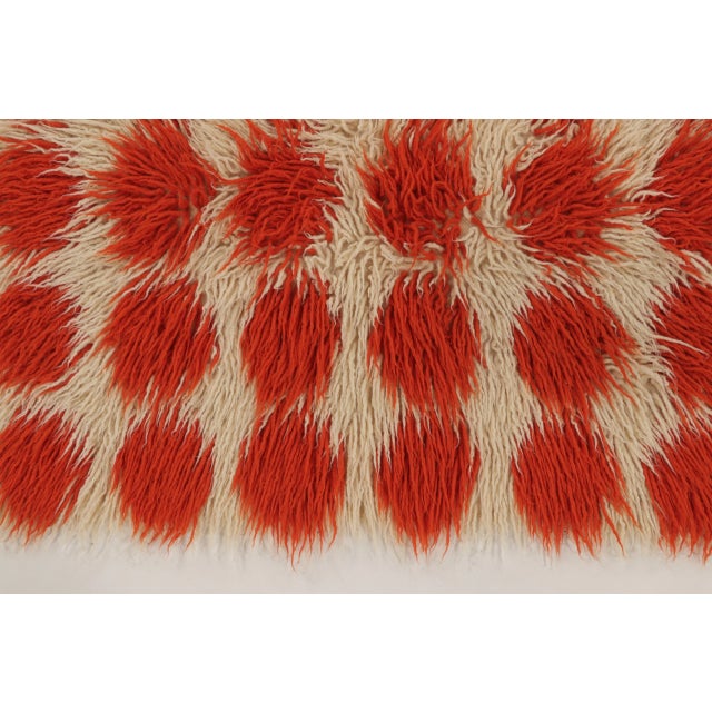 Rug & Kilim Vintage Turkish Tulu Shag Runner in Ivory and Orange - Rug & Kilim For Sale - Image 4 of 10