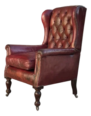 Antique Button Wing Armchair in Red Leather, 1880