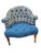 1950s Newly Reupholstered, Vintage Hand, Tied Springs Club Chair in Blue For Sale - Image 5 of 8