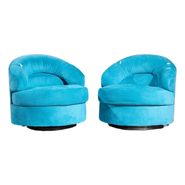 Directional Mid Century Swivel Lounge Chairs - Pair For Sale