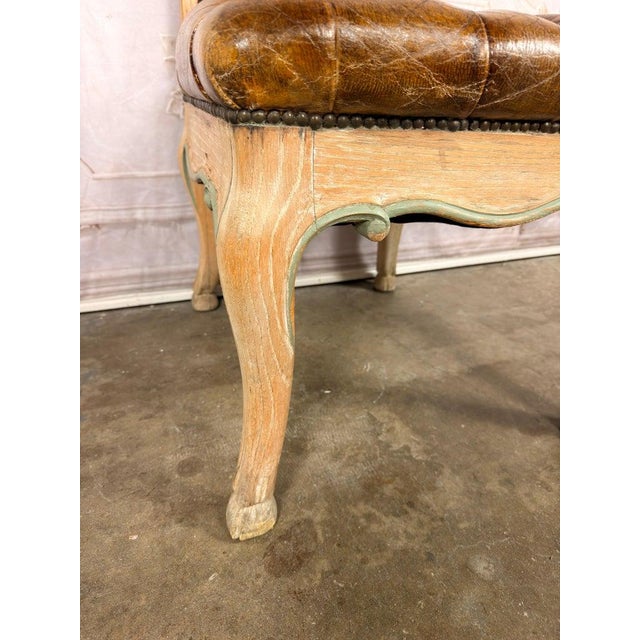 Set of 8 French Louis XV Dining Chairs, Leather Tufted, 1960s For Sale In Los Angeles - Image 6 of 18