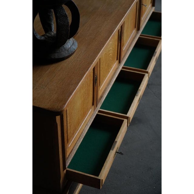Low Mid-Century Danish Brutalist Sideboard in Oak attributed to Henning Kjærnulf, 1960s For Sale - Image 6 of 13