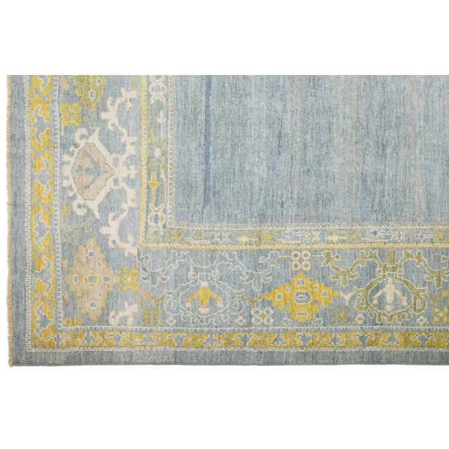 12 X 19 Blue Contemporary Sultanabad Designed Wool Rug by Apadana For Sale In New York - Image 6 of 10