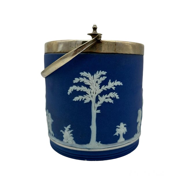Wedgwood Antique Wedgwood Jasperware Biscuit Barrel For Sale - Image 4 of 10