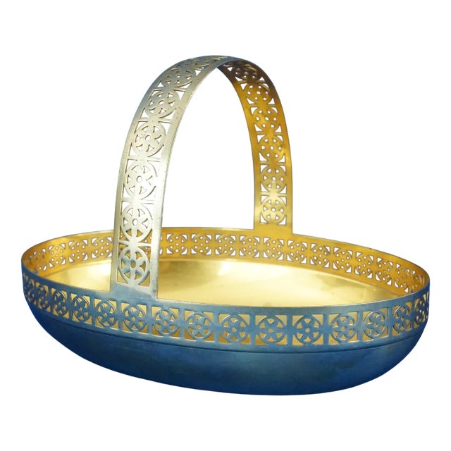 Vintage Art Deco Basket in Metal from WMF Factory of Albert Mayer, 1920s For Sale