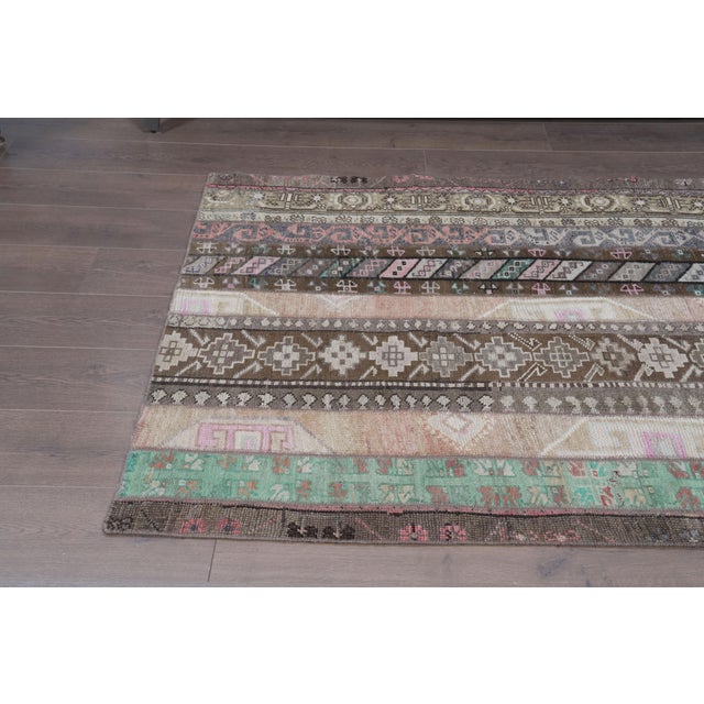 1970s Vintage Turkish Patchwork Rug - Earth Tone Handwoven Anatolian Carpet For Sale - Image 5 of 8